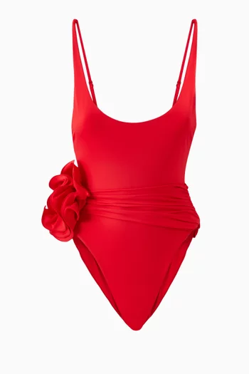 Flower Appliqué One-piece Swimsuit