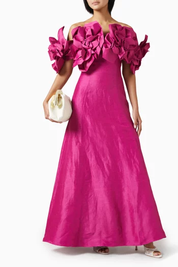 Etta Off-shoulder Gown in Linen Blend