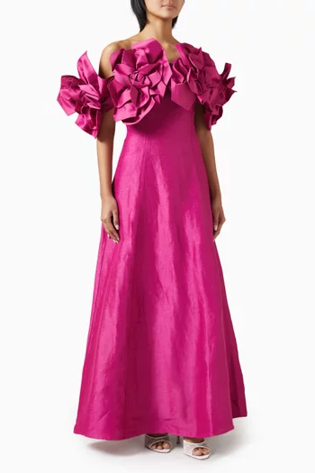 Etta Off-shoulder Gown in Linen Blend