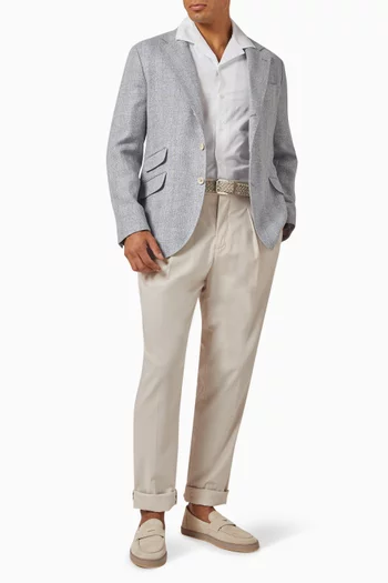 Palm Jacquard Shirt in Cotton Poplin