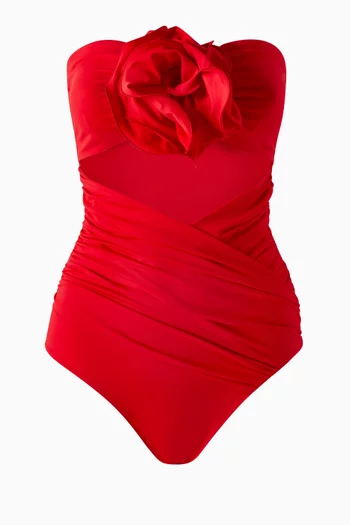 Rose Strapless One-piece Swimsuit
