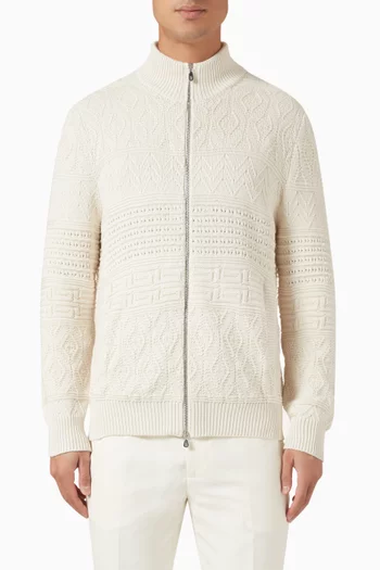 Heritage Stitch Cardigan in Cotton Knit