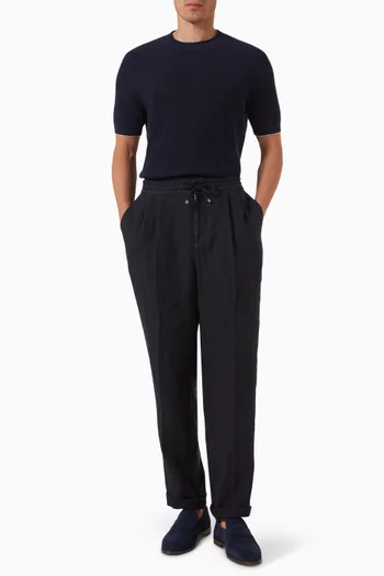 Garment-dyed Drawstring Pants in Linen