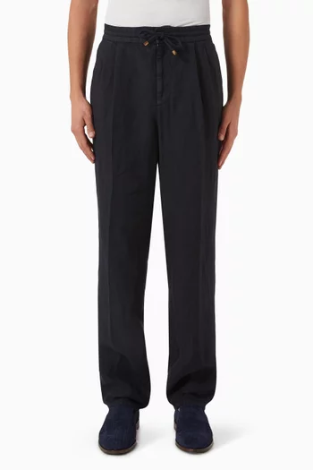 Garment-dyed Drawstring Pants in Linen