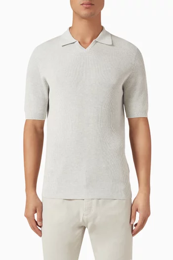 English Rib Polo Sweater in Cotton Knit