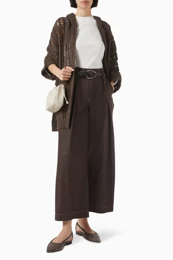 Hooded Cardigan in Cable-knit Mesh