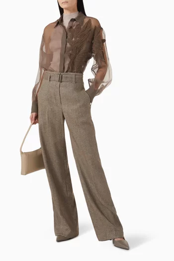 Herb-appliqué Shirt in Silk