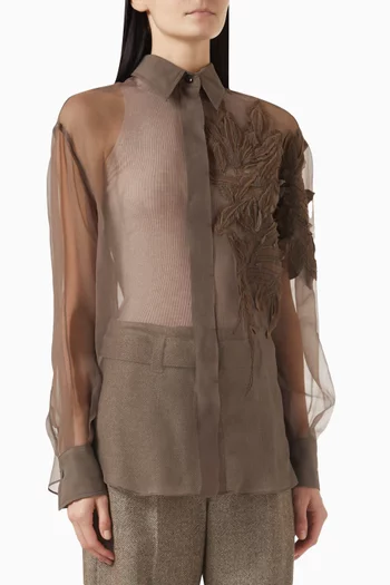 Herb-appliqué Shirt in Silk