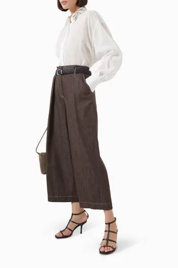 Crystal-embellished Collar Shirt in Cotton-organza