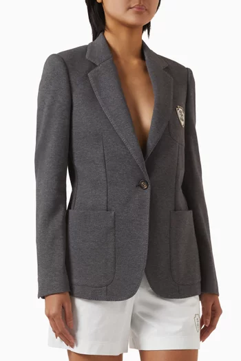 Logo Monili Blazer in Cotton Piqué