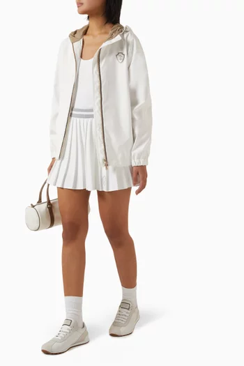 Pleated Mini Skirt in Poplin