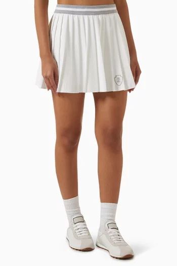 Pleated Mini Skirt in Poplin