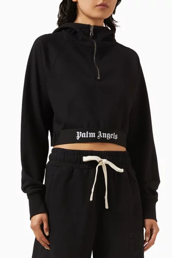 Logo Crop Hoodie in Cotton