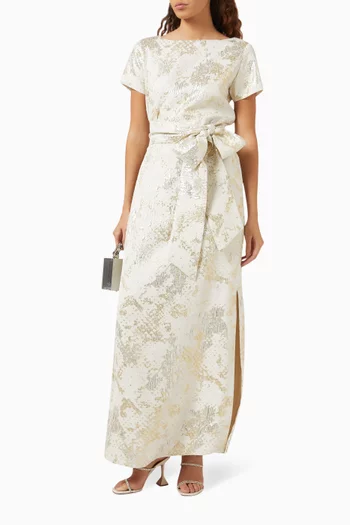 Belted Maxi Dress in Jacquard