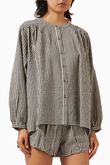 Mira Oversized Gingham Shirt in Cotton
