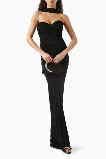 Samsara Tiered  Maxi Dress in Metallic-jacquard