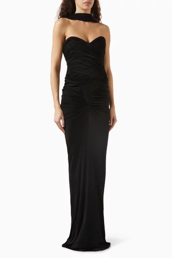 Samsara Tiered  Maxi Dress in Metallic-jacquard