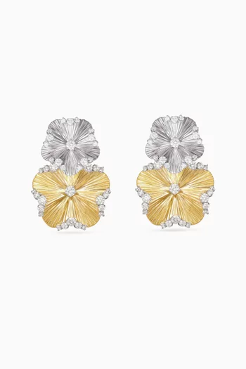 Double Alektra Floral Diamond Earrings in 18kt Gold