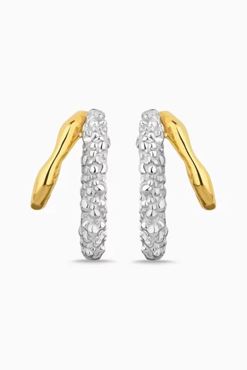 أقراط ريفر ستون ميكس ميني فضة إسترلينية عيار 925 وذهب عيار 24