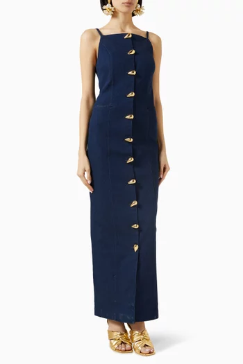Madeleine Buttoned Top in Denim