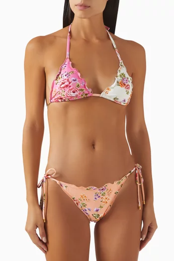 Floral-print Bikini Briefs in Stretch Nylon