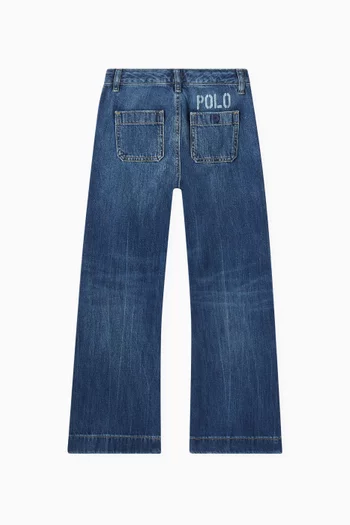 Logo Wide-leg Jeans in Cotton Denim