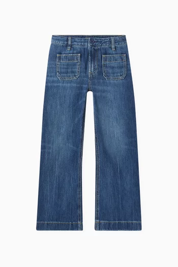 Logo Wide-leg Jeans in Cotton Denim