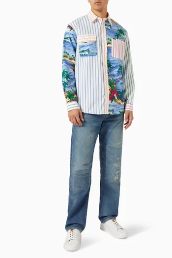Patchwork Oxford Shirt in Cotton