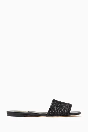 Sorrento Flat Slides in Embroidered Lace