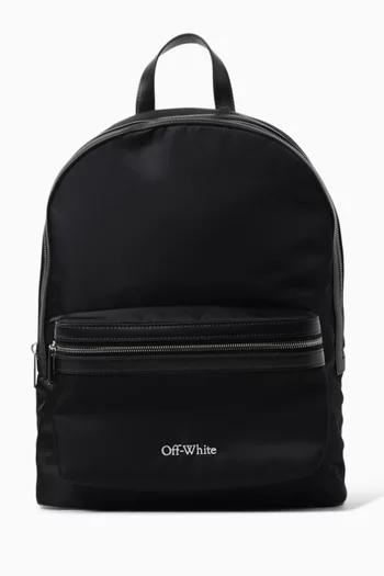 Embroidered Round Backpack in Nylon