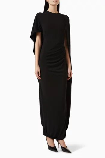 Asymmetric Cape Gown in Viscose Blend