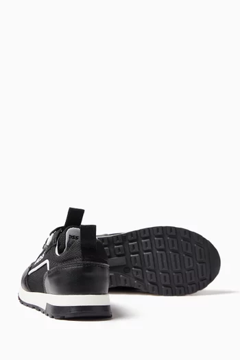 Logo-print Sneakers in Leather & Canvas