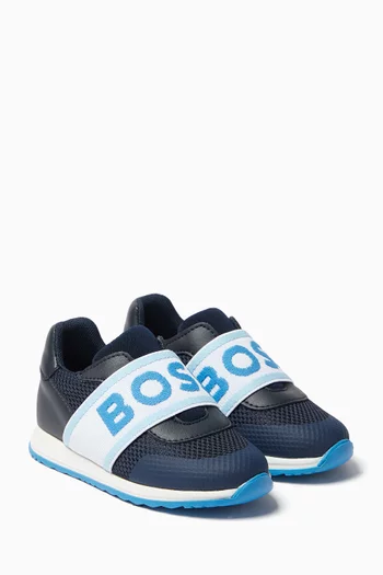 Logo Sneakers in Mesh & Leather