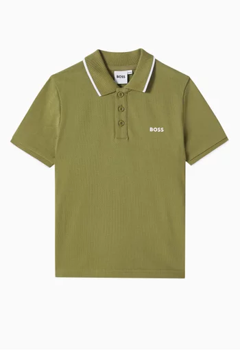 Stripe Polo Shirt in Cotton-piqué