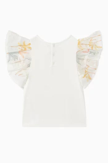 Flutter-sleeve T-shirt in Cotton