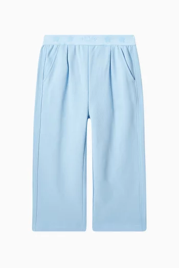 Logo-embroidered Wide-leg Sweatpants in Cotton-fleece