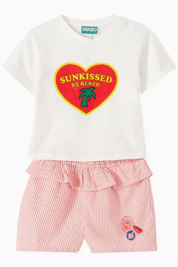 Heart-print 2-piece Set in Cotton