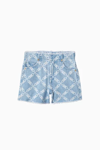 Logo-print Shorts in Cotton-denim