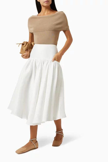 Corset-waist Midi Skirt in Jacquard