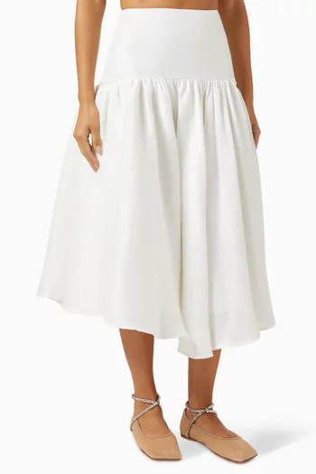 Corset-waist Midi Skirt in Jacquard