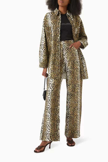Leopard-print Pants in Cotton