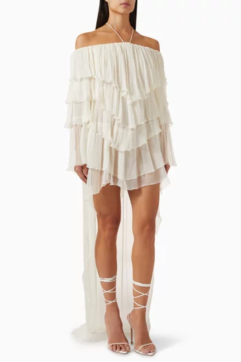 Tiered Flounce Dress in Silk