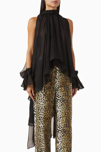 Bow Slit-sleeve Blouse in Georgette