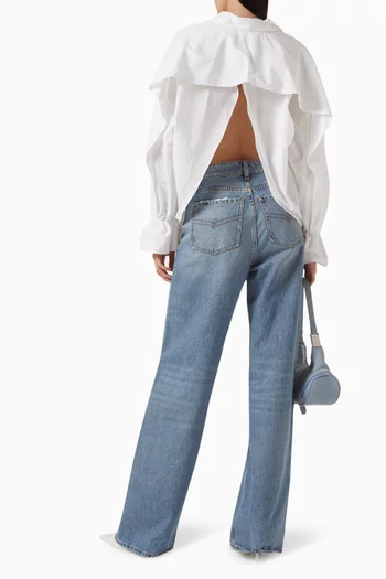 Ruffled-cuff Shirt in Cotton