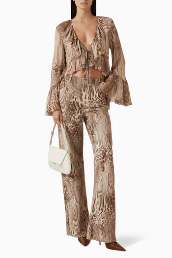 Ruffled Printed Crop Top in Chiffon