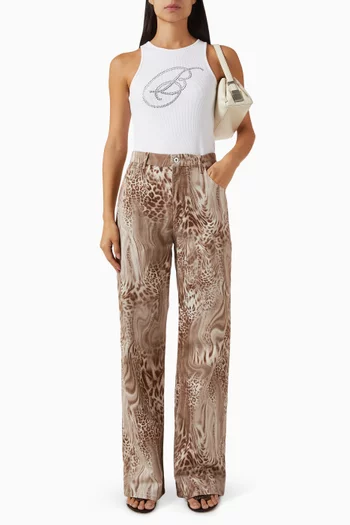 Printed Boyfriend Jeans in Denim