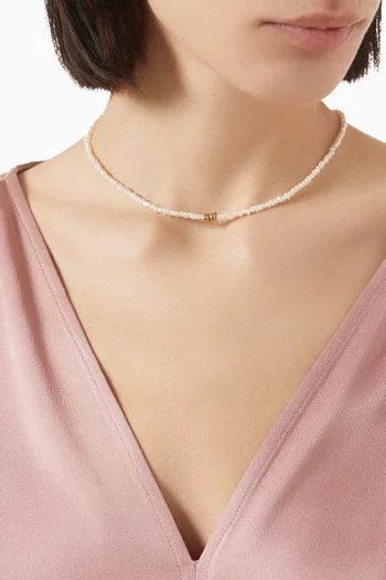 Mystic Serene Finess Pearl Necklace in Gold-plated Brass