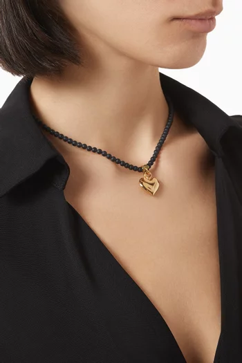 Love Onyx Necklace in Gold-plated Brass