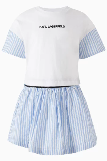 Striped Skirt in Cotton-blend