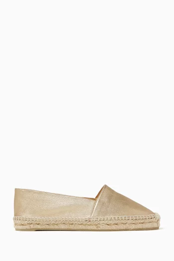 Kenda Espadrilles in Metallic Leather & Jute